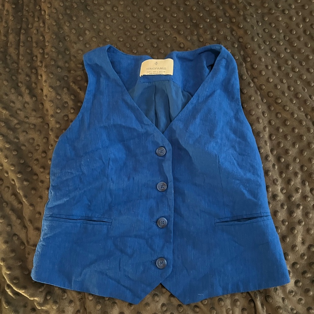 Stradivarius Blue Button-Up Vest